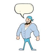 cartoon manly sailor man with speech bubble N3