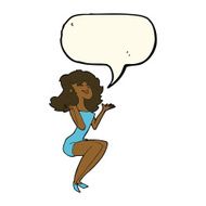 cartoon attractive woman sitting with speech bubble N8