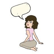 cartoon pretty woman with speech bubble N184