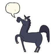 funny cartoon horse with speech bubble N8