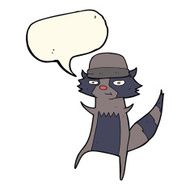 cartoon raccoon with speech bubble N6