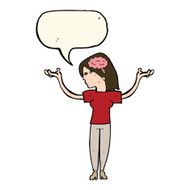 cartoon intelligent woman with speech bubble N13