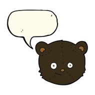 cartoon black bear head with speech bubble N8