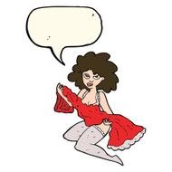cartoon woman changing with speech bubble N7