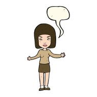 cartoon annoyed woman with speech bubble N127