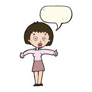 cartoon amazed woman with speech bubble N7