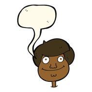 cartoon happy boy's face with speech bubble N14