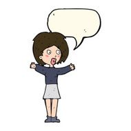 cartoon worried woman with speech bubble N57