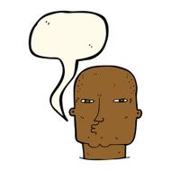 cartoon bald tough guy with speech bubble N16