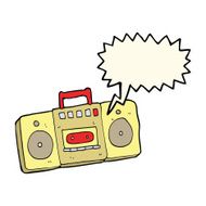 cartoon radio cassette player with speech bubble N7