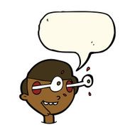 cartoon excited boy&#039;s face with speech bubble N8