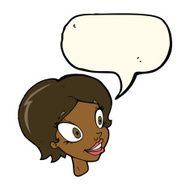 cartoon pretty female face with speech bubble N69
