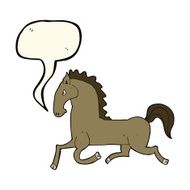 cartoon running horse with speech bubble N3