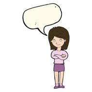 cartoon friendly girl rolling eyes with speech bubble N7