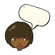 cartoon unhappy girl with speech bubble N13