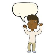 cartoon anxious man with speech bubble N8