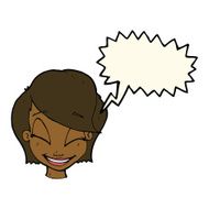 cartoon pretty female face with speech bubble N71