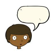 cartoon curious boy with speech bubble N26