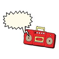 cartoon radio cassette player with speech bubble N8
