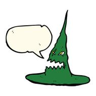 cartoon spooky witches hat with speech bubble N7