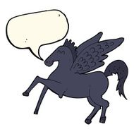 cartoon magic flying horse with speech bubble N4