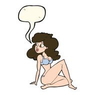 cartoon sexy woman in underwear with speech bubble N13