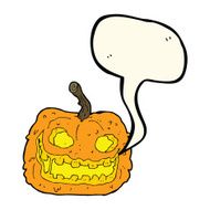 cartoon spooky pumpkin with speech bubble N13