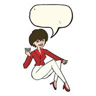 cartoon businesswoman sitting with speech bubble N7