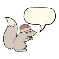 cartoon squirrel wearing hat with speech bubble N4
