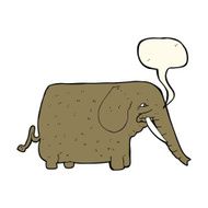 cartoon mammoth with speech bubble N4