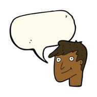 cartoon happy man with speech bubble N330