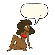 cartoon sexy woman in underwear with speech bubble N14