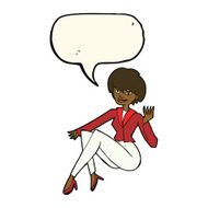 cartoon businesswoman sitting with speech bubble N8