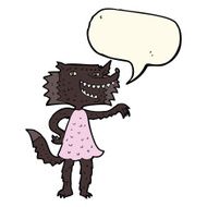 cartoon wolf girl with speech bubble N3
