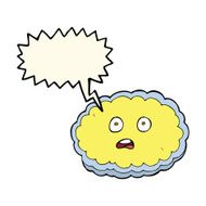 shocked cartoon cloud face with speech bubble N4