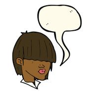 cartoon fashion haircut with speech bubble N6