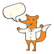 cartoon happy fox wearing shirt with speech bubble N4