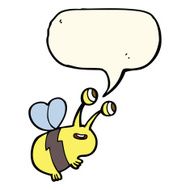 cartoon happy bee with speech bubble N13