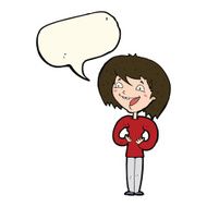 cartoon excited woman with speech bubble N99