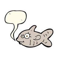 cartoon happy goldfish with speech bubble N4