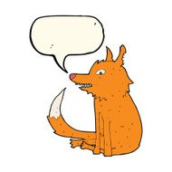 cartoon fox sitting with speech bubble N4