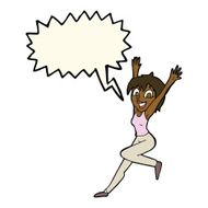 cartoon excited woman with speech bubble N100