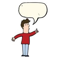 cartoon man advising caution with speech bubble N7