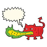 cartoon fire breathing imp with speech bubble N7