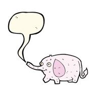 cartoon funny little elephant with speech bubble N4