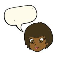 cartoon female face with speech bubble N102