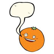 happy cartoon orange with speech bubble N4