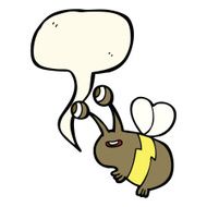 cartoon happy bee with speech bubble N14