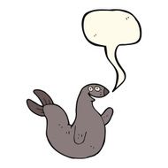 cartoon happy seal with speech bubble N13