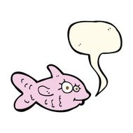 cartoon happy fish with speech bubble N16